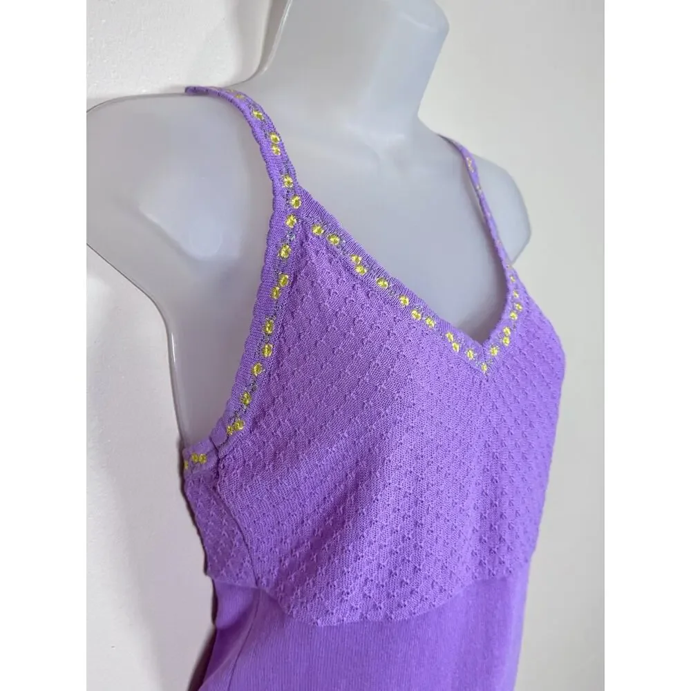 Free People Intimately Womens Top Tank Little Flirt Cami Purple Knit m
